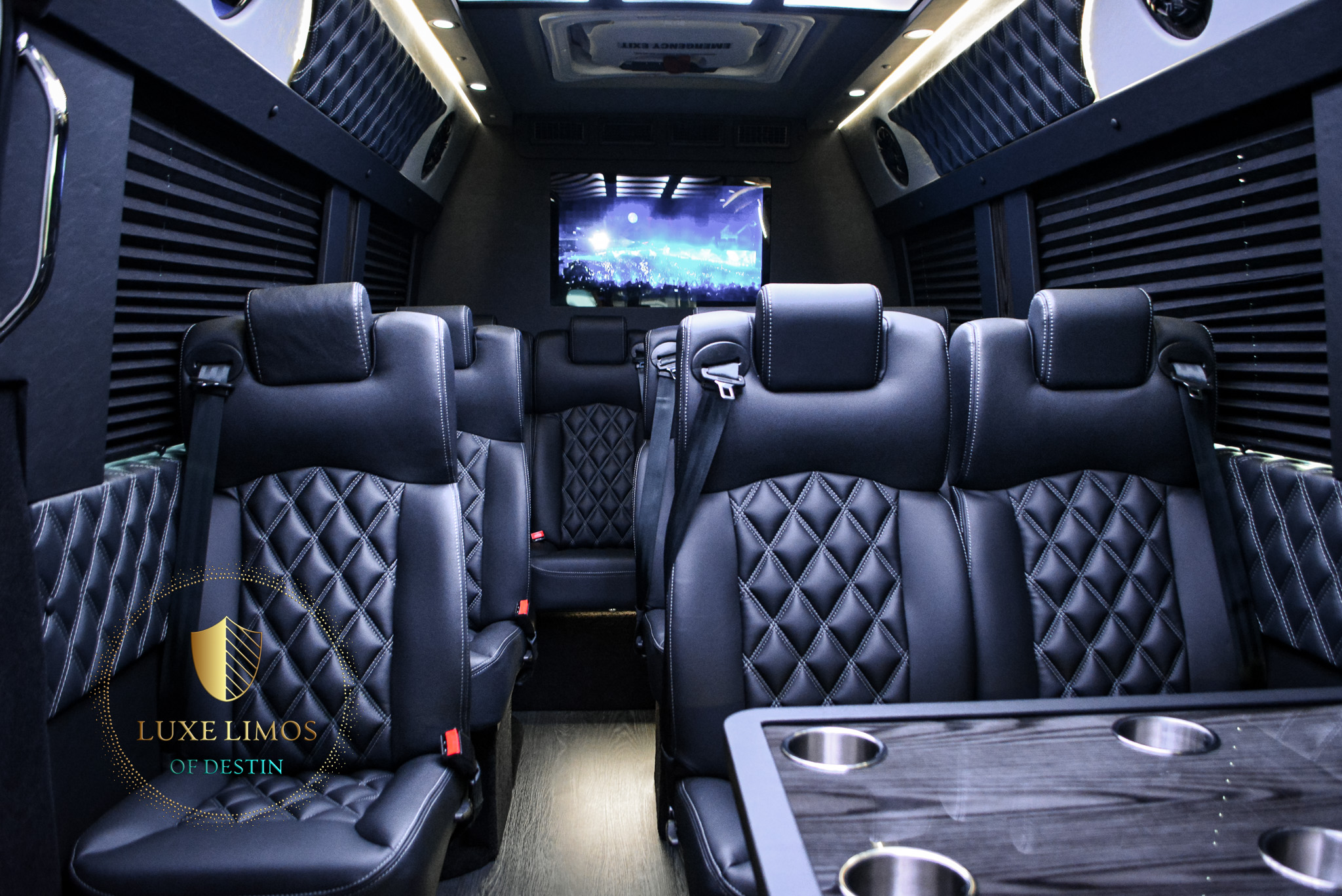 Luxe Limos of Destin offers luxury executive group transportation service to the Destin, Miramar Beach, Santa Rosa Beach, 30A, and Panama City Beach area of the Florida Emerald Coast. Reserve a luxury 13-passenger Mercedes Sprinter van for a special event or late-night outing with friends or colleagues.